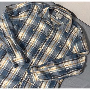 Lucky Brand Shirt Men Large Button Blue Plaid Western Ling Sleeve